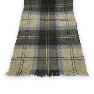 Vintage Saks Fifth Avenue Womens Scarf 100% Wool Gray Plaid Scotland Rectangle
